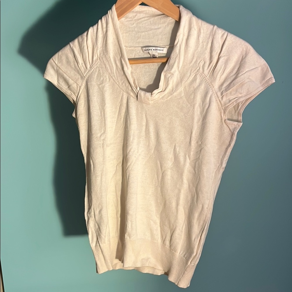 Cream Short Sleeve Top